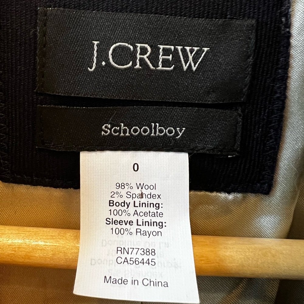 J CREW Schoolboy Blazer Jacket Wool Blend Preppy Academia Blue‎ 0 - Picture 6 of 8